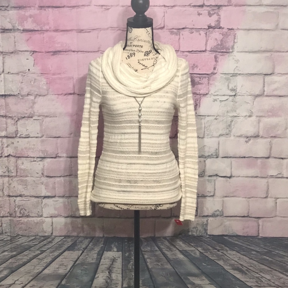 Maurices cowl necker white & gold sweater size XS